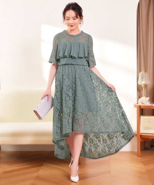 セール フォーマルワンピース フォーマルドレス レース フレアワンピース 披露宴 結婚式 ドレス プラス Dress Magaseek