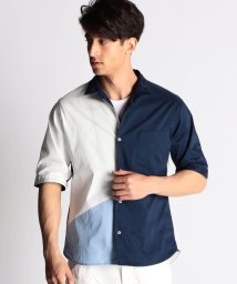 NICOLE CLUB FOR MEN(ニコルクラブフォーメン)/パネル切り替え半袖シャツ/67ネイビー