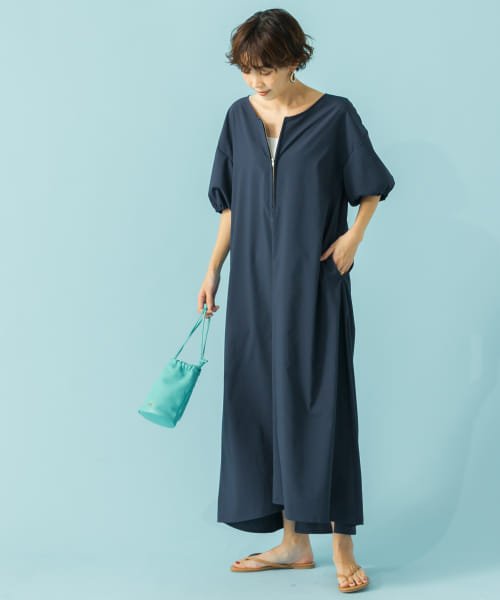 URBAN RESEARCH ROSSO(URBAN　RESEARCH　ROSSO)/F by ROSSO　UVカットVネックボリュームワンピース/NAVY