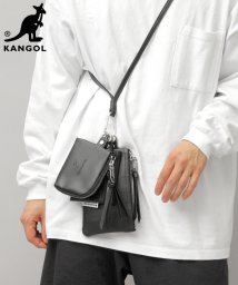 AMS SELECT(エーエムエスセレクト)/KANGOL / カンゴール / フェイクレザー 3連ポーチ マルチ ショルダーバッグ / ネックポーチ/ブラック