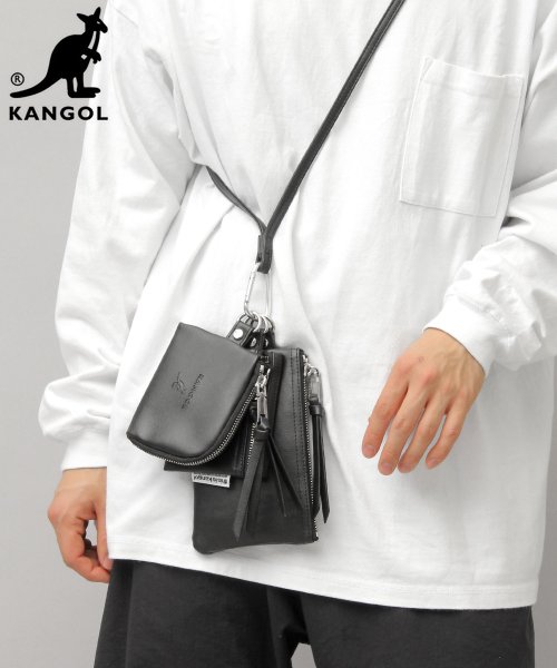 エーエムエスセレクト Ams Select Kangol カンゴール フェイクレザー 3連ポーチ マルチ ショルダーバッグ ネックポーチ Magaseek