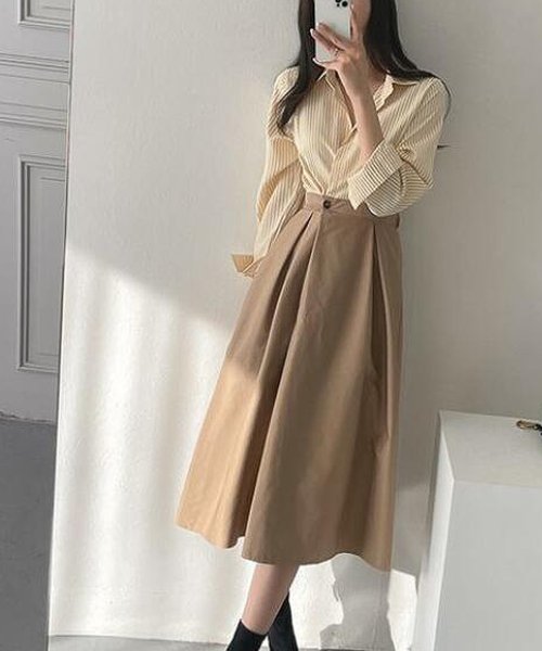 セール ストライプ切り替えワンピース 韓国fashion 22春夏商品 ガーリードール Girly Doll Magaseek