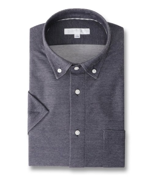 TAKA-Q(タカキュー)/アルティマ/ALTIMA スタンダードフィット ボタンダウン 半袖 ニット 半袖 シャツ メンズ ワイシャツ ビジネス ノーアイロン 形態安定 yシャツ 速乾/ネイビー