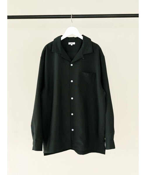 KOE(コエ)/ポリトロオープンカラー長袖シャツ/ブラック