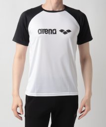 arena (アリーナ)/【水陸両用 UNDER THE SUN】アリーナロゴTシャツ（UV/吸汗速乾/ストレッチ）【アウトレット】/ホワイトブラック