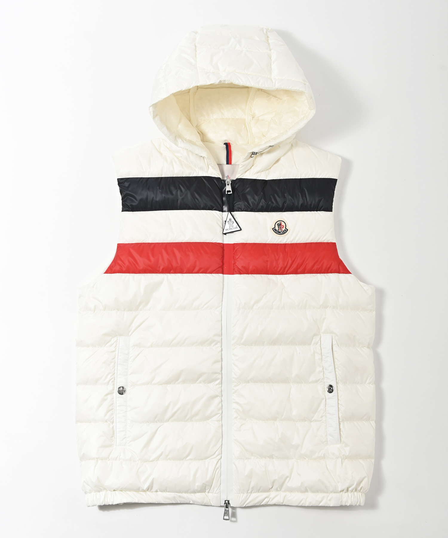 MONCLER(モンクレール) トリコロール フーディダウンベスト