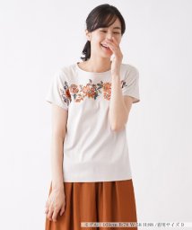 Leilian(レリアン)/フラワー刺繍カットソー【Leilian WHITE LABEL】/ベージュ