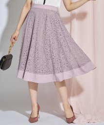 tocco closet(トッコクローゼット)/切り替えフラワーレースフレアスカート/GRAYSH PINK