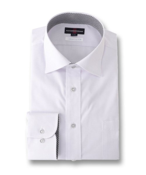 TAKA-Q(タカキュー)/クールファクター/COOLFACTOR スタンダードフィット ワイドカラー 長袖 シャツ メンズ ワイシャツ ビジネス ノーアイロン 形態安定 yシャツ 速乾/ライラック