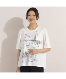 MISSEL(ミゼール)/街並みプリント・コットンTシャツ/ホワイト