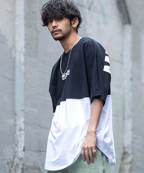 セール Cavaria 発泡バックプリントクルーネック半袖ビッグtシャツ メンズ ブランド 半袖 発泡プリント トップス ビッグ ロゴ ビッグシルエット 綿100 ビ キャバリア Cavaria Magaseek