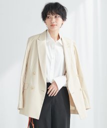 NIJYUSANKU（LARGE SIZE）(２３区（大きいサイズ）)/コットンリネンストレッチダブルブレスト ジャケット/ベージュ系