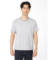 TAKA-Q(タカキュー)/【DRESS T－SHIRT】AIR SILKETE ボーダー柄 クルーネック 半袖 メンズ Tシャツ カットソー カジュアル インナー ビジネス ギフト プレ/ライトグレー