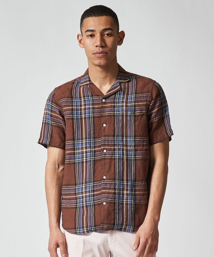 フレンチリネンビッグチェックシャツ(504661226)｜HANKYU MEN'S / 阪急