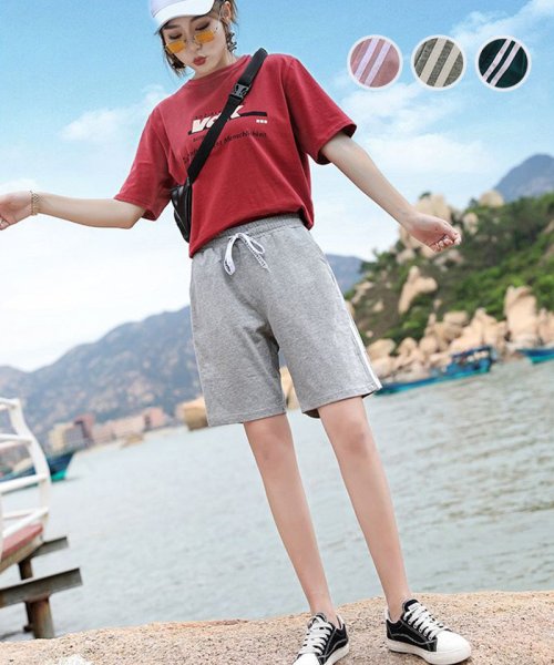 セール ショートパンツ レディース スポーツウェア 二本線 トレーニング ジョギング ホットパンツ 短パン ショーパン ボトムス セイヘイショップ Seiheishop Magaseek