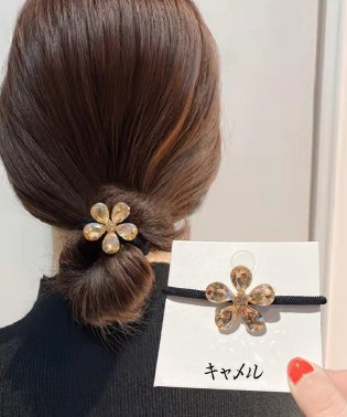 shoppinggo/ヘアゴム フラワー キラキラ シンプル おしゃれ ヘアアクセサリー 花 大人っぽい  ジュエリー シンプル/504662432