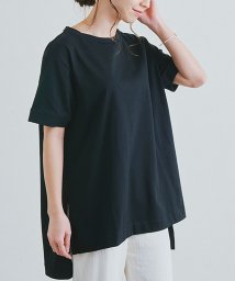 Fizz(フィズ)/OE天竺 袖ロールアップビッグTシャツ　ワイド　チュニック　半袖/ブラック
