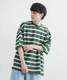 Rocky Monroe(ロッキーモンロー)/ボーダーT メンズ レディース 半袖Tシャツ クルーネック レトロ マルチボーダー 綿 コットン ビッグシルエット オーバーサイズ カジュアル アメカジ ストリ/ホワイト系1