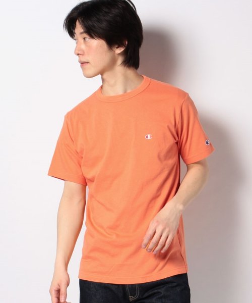 JEANS MATE(ジーンズメイト)/【CHAMPION】ワンポイントTシャツ/オレンジ