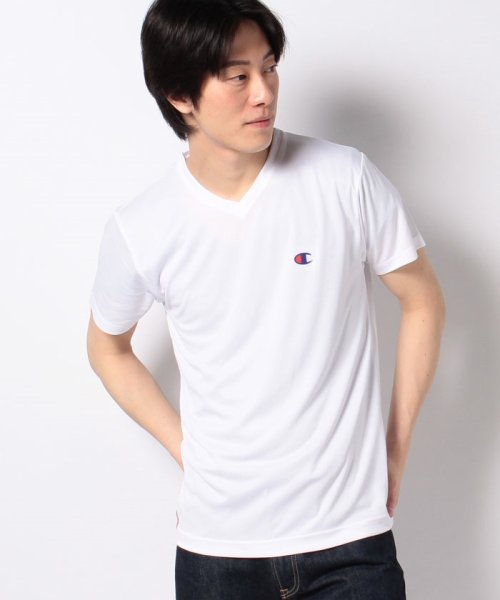 JEANS MATE(ジーンズメイト)/【CHAMPION】DOUBLE DRY(R)  メッシュＴシャツ　Ｖネック/ホワイト