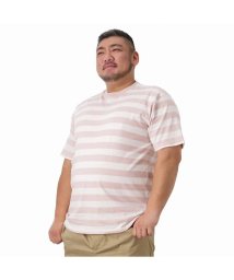 MAC HOUSE(men)(マックハウス（メンズ）)/[大きいサイズ] ORGABITS オーガビッツ ボーダークルーネック半袖Tシャツ キングサイズ QMH/03830SS－K/ピンク