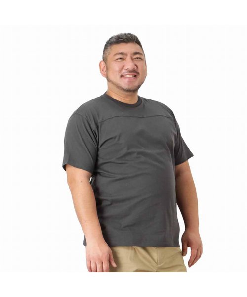 MAC HOUSE(men)(マックハウス（メンズ）)/[大きいサイズ] ORGABITS オーガビッツ フットボール切替半袖Tシャツ キングサイズ QMH/03831SS－K/チャコール