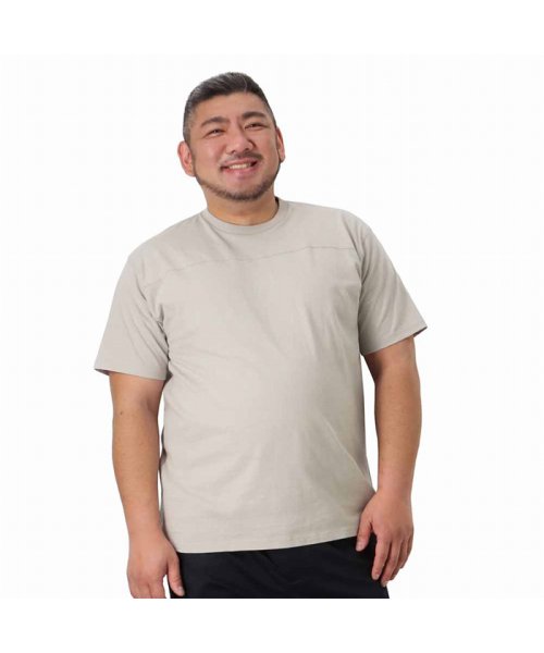 MAC HOUSE(men)(マックハウス（メンズ）)/[大きいサイズ] ORGABITS オーガビッツ フットボール切替半袖Tシャツ キングサイズ QMH/03831SS－K/グレージュ