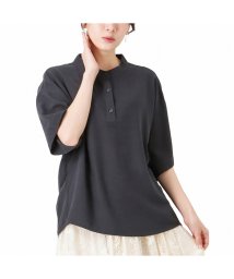 MAC HOUSE(women)(マックハウス（レディース）)/NAVY ネイビー ミントリネン ボタンプルオーバー 141422309/ネイビー