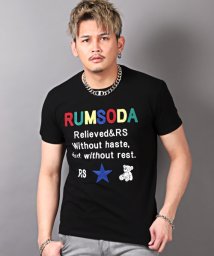 LUXSTYLE(ラグスタイル)/RUMSODA(ラムソーダ)チェーン刺繍Tシャツ/Tシャツ メンズ 半袖 チェーン刺繍 ロゴ カラフル クマ/ブラック