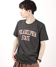 LUXSTYLE(ラグスタイル)/カレッジロゴ半袖Tシャツ/Tシャツ メンズ 半袖 プリント カレッジ ロゴ クルーネック/チャコールグレー