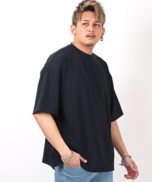 セール カットジョーゼットワイドモックネックtシャツ Tシャツ メンズ 半袖 ビッグシルエット ジョーゼット ストレッチ ラグスタイル Luxstyle Magaseek