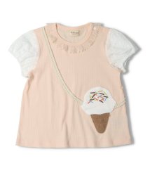 Kids Zoo(キッズズー)/【子供服】 kid´s zoo (キッズズー) アイスポシェットレース袖Ｔシャツ 80cm，90cm W46802/ピンク