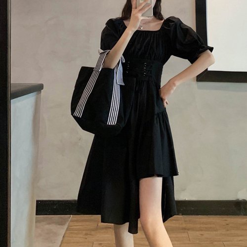 セール ミニミニストア Miniministore ウエストレースアップ ワンピース 韓国風 Magaseek