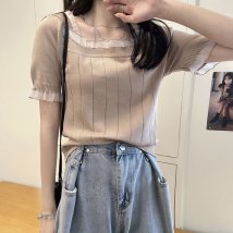 miniministore/スクエアネック サマーニット レース付き/504664164