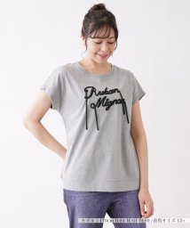 Leilian PLUS HOUSE(レリアンプラスハウス)/テープ使いクルーネックTシャツ/グレー系