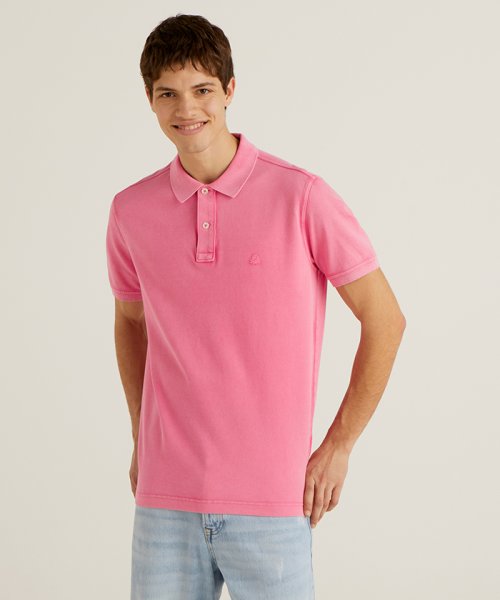 BENETTON (mens)(ベネトン（メンズ）)/ベーシック半袖ポロシャツ/ピンク