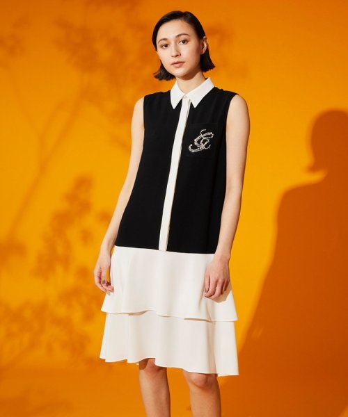 セール ビジューロゴ配色ワンピース グレースコンチネンタル Grace Continental Magaseek