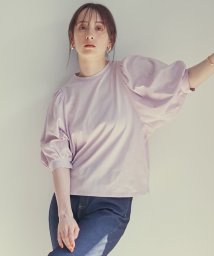 Feroux(フェルゥ)/【吸水速乾・洗える】バックリボンボリュームスリーブ Tシャツ/ピンク系