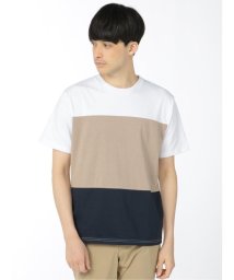 m.f.editorial/裏メッシュ ボーダー切替 クルーネック 半袖 メンズ Tシャツ カットソー カジュアル インナー ビジネス ギフト プレゼント/504666011