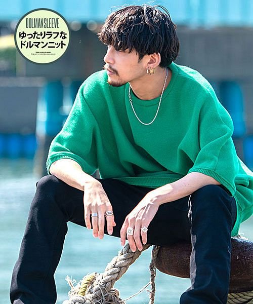 Cavaria 12gミラノリブドルマンスリーブニット サマーニット メンズ ブランド 大人 薄手 ニット 12g 夏 春 大きいサイズ セーター ミラノリブ キャバリア Cavaria Magaseek