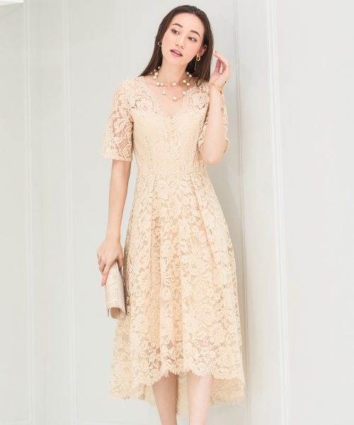 DRESS+(ドレス プラス)/ドレス ワンピース レース 披露宴 結婚式 フォーマルパーティードレス/ベージュ