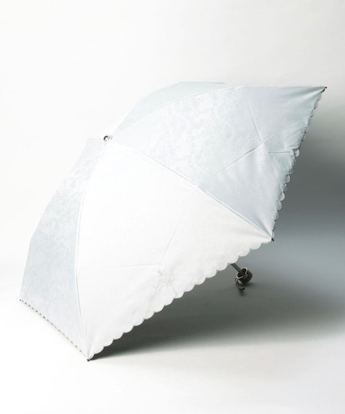 LANVIN Collection(umbrella)(ランバンコレクション（傘）)/晴雨兼用折りたたみ日傘　”ジャガード×スカラ刺繍レース”/ホワイト