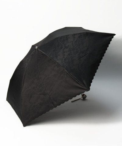 晴雨兼用折りたたみ日傘　”ジャガード×スカラ刺繍レース”