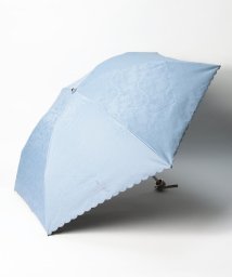 LANVIN Collection(umbrella)(ランバンコレクション（傘）)/晴雨兼用折りたたみ日傘　”ジャガード×スカラ刺繍レース”/ブルー