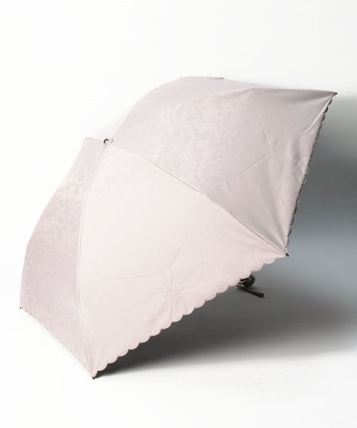 LANVIN Collection(umbrella)(ランバンコレクション（傘）)/晴雨兼用折りたたみ日傘　”ジャガード×スカラ刺繍レース”/ピンク