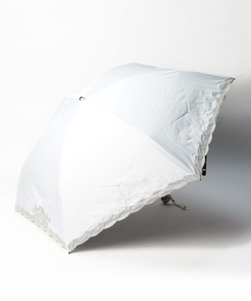 LANVIN Collection(umbrella)(ランバンコレクション（傘）)/晴雨兼用折たたみ日傘　”オーガンジー ローズカットワーク”/オフホワイト
