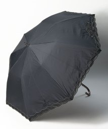 LANVIN Collection(umbrella)(ランバンコレクション（傘）)/晴雨兼用折たたみ日傘　”オーガンジー ローズカットワーク”/ブラック