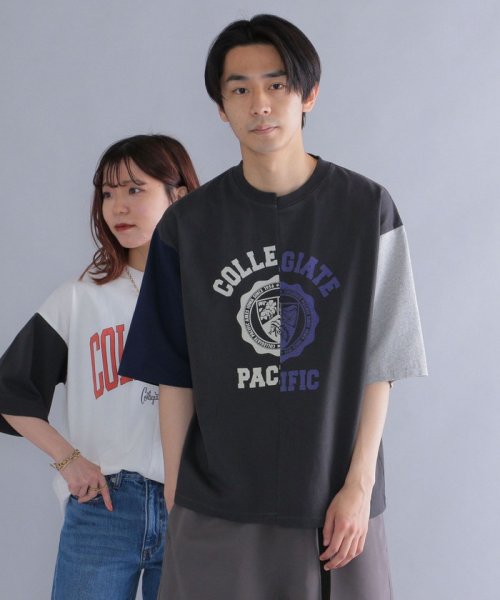 SHIPS MEN(シップス　メン)/*【SHIPS別注】Collegiate Pacific: カレッジプリント ドッキング Tシャツ/ダークグレー