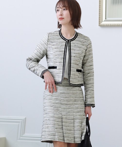 プリーツノーカラージャケットセレモニースーツ入学式＆ツイードラメセットアップフォーマル 