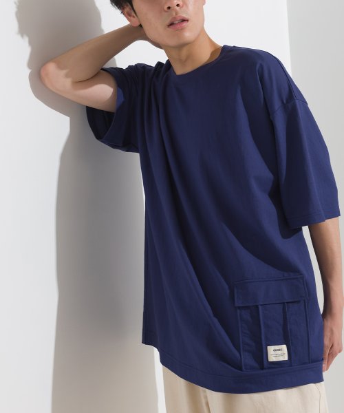 OMNES(オムネス)/【OMNES】メンズ 接触冷感レーヨンナイロンサイドポケットTシャツ/ブルー